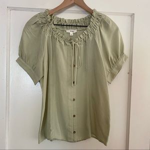 Sage Green Peasant Blouse Medium Reformation